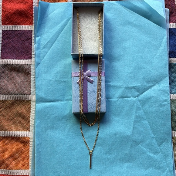 Elegant 3 Strand Gold Necklace with Pendant - Picture 10 of 16